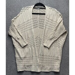Bécool Crochet Knit Cotton Sweater M/L Cream Open Knit Boho Cottagecore Boho
